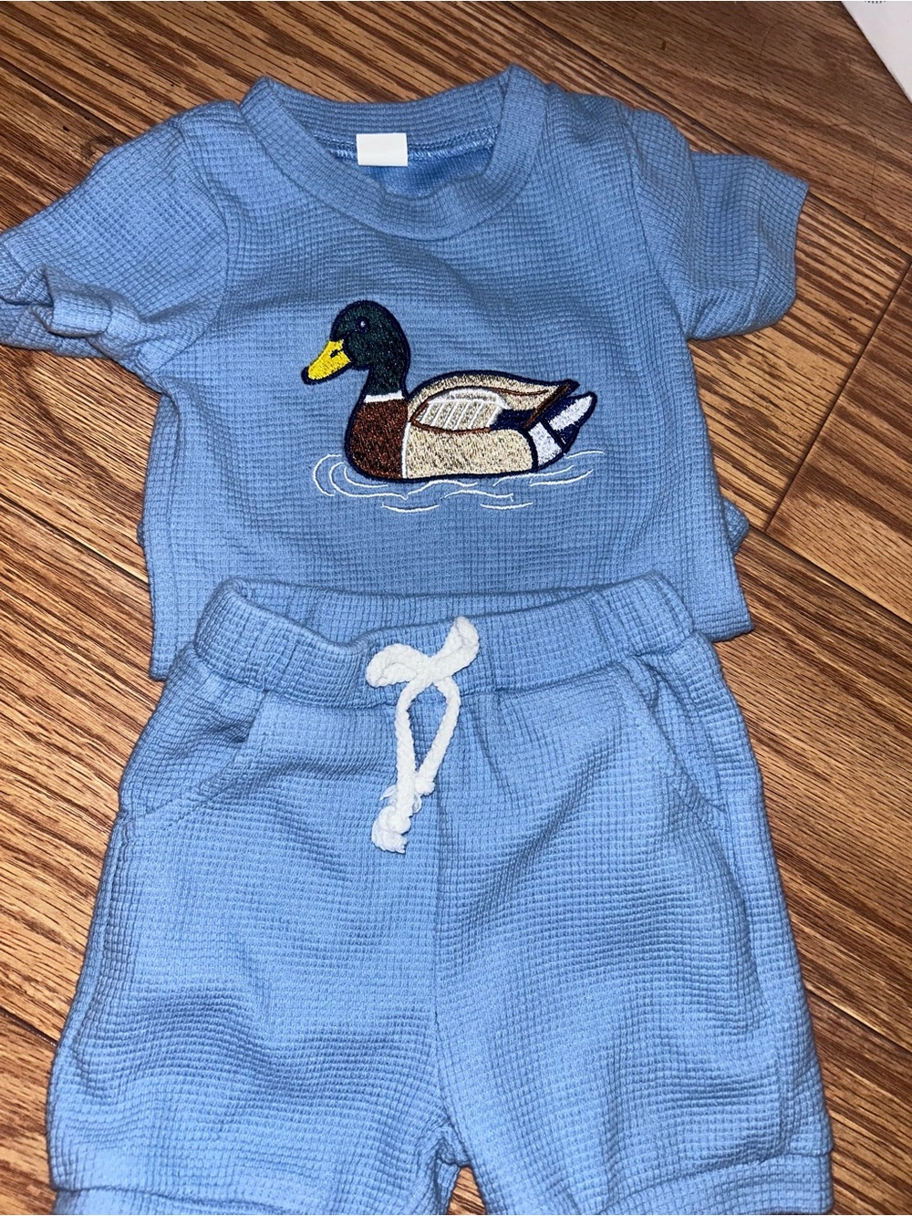 Amazon Kids Light Blue Duck Embroidered Matching Set